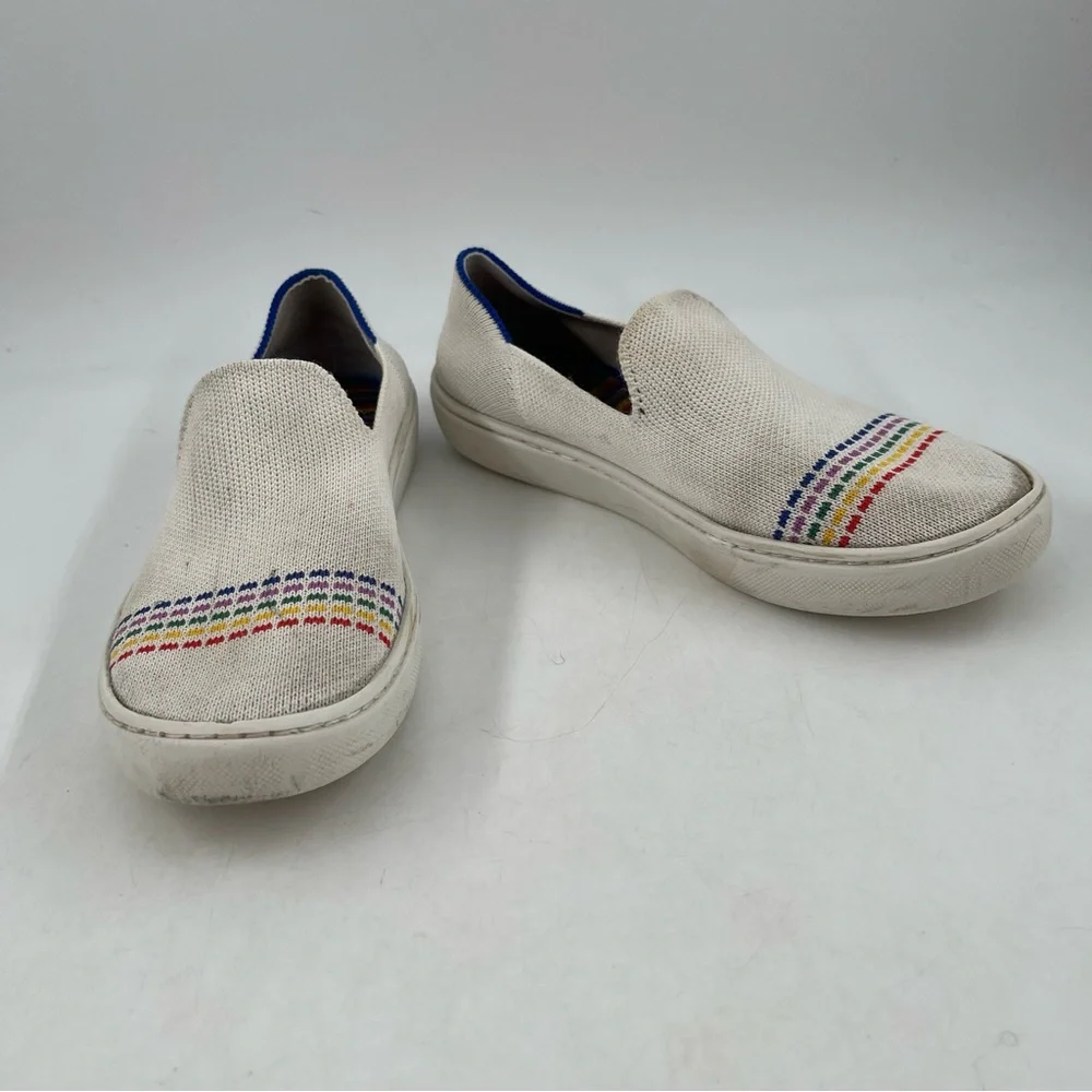 Rothy’s Girl’s Limited Edition Rainbow Pride Knit Slip-On Flats Sneaker-Size 2 Y